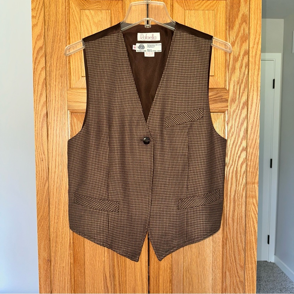 Rafaella Brown Houndstooth Women’s Vest 100% wool size S petite